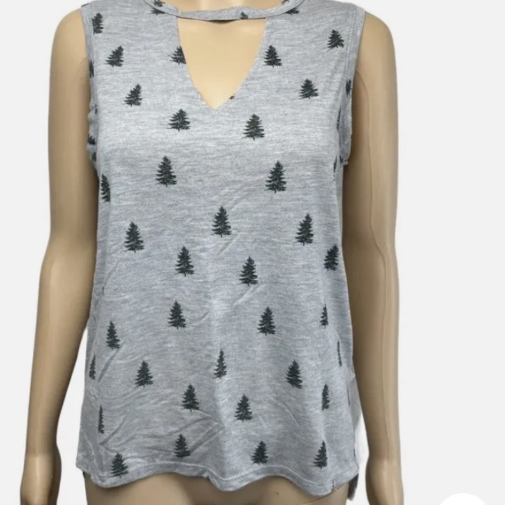 Grayson Threads Hello Gorgeous Pine Tree Tank Top Size XL Gray